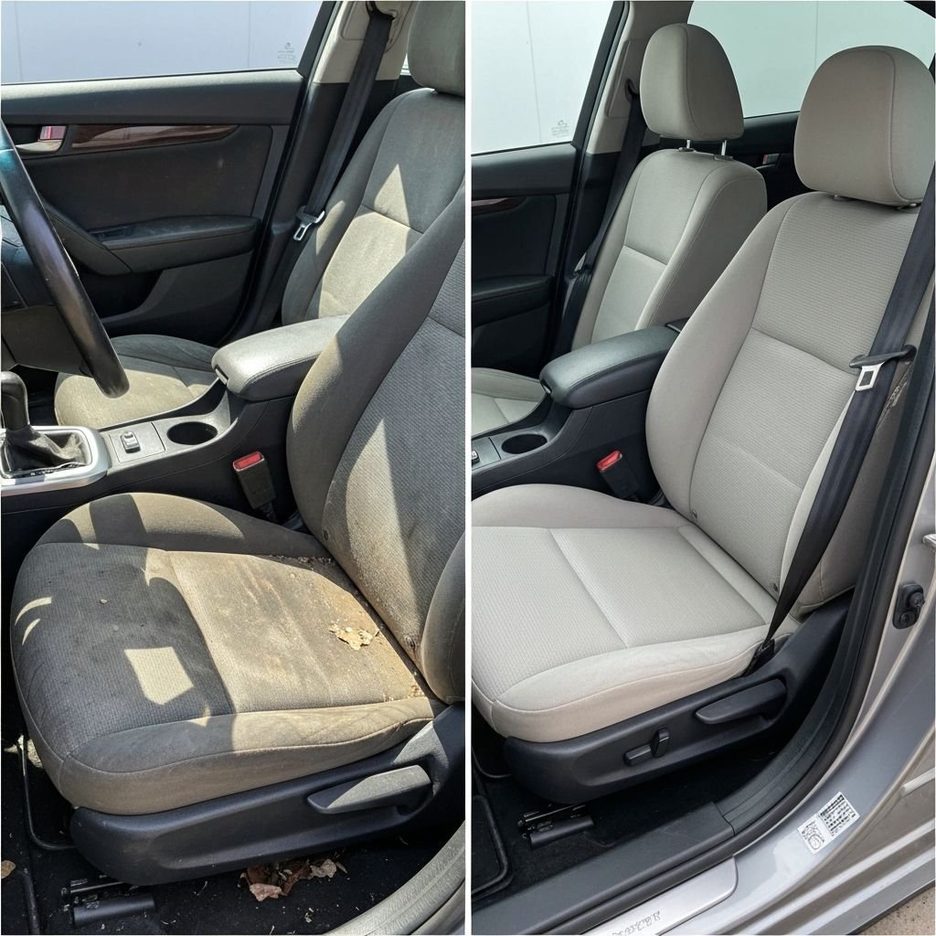 Before and after car seat cleaning