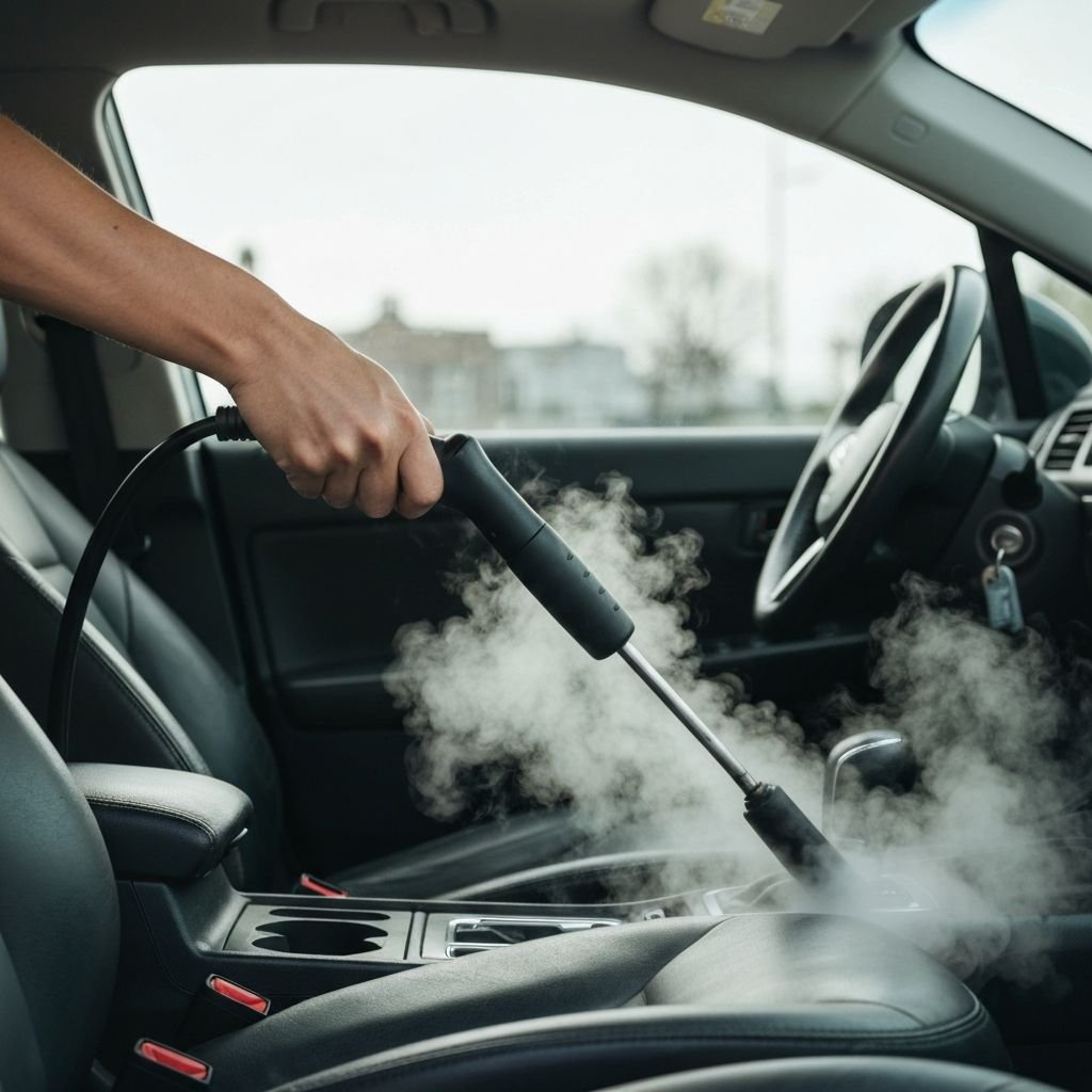 Steam cleaning inside vehicle