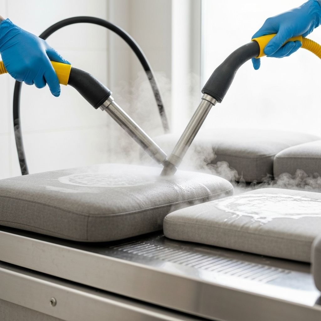 Cushion steam cleaning process